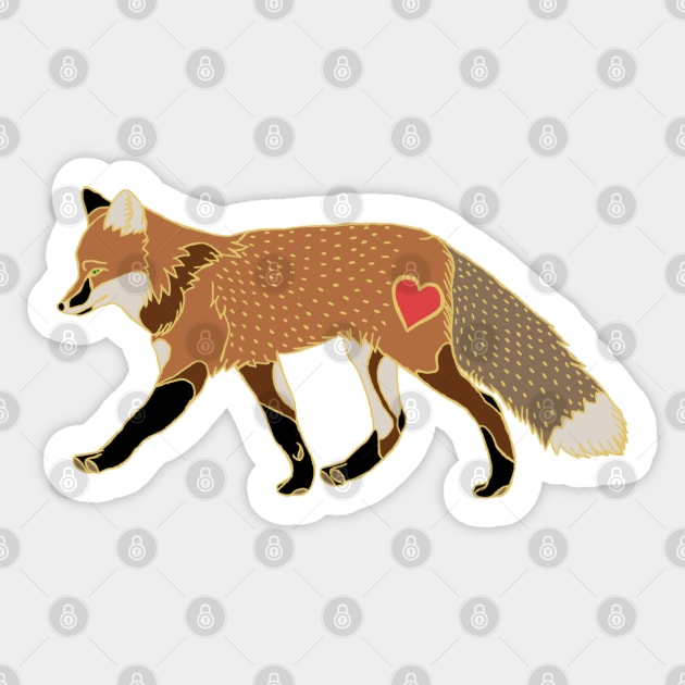 Fox Heart Red Sticker by TrapperWeasel